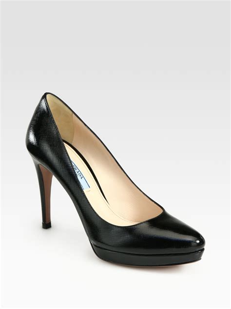 prada black patent pumps